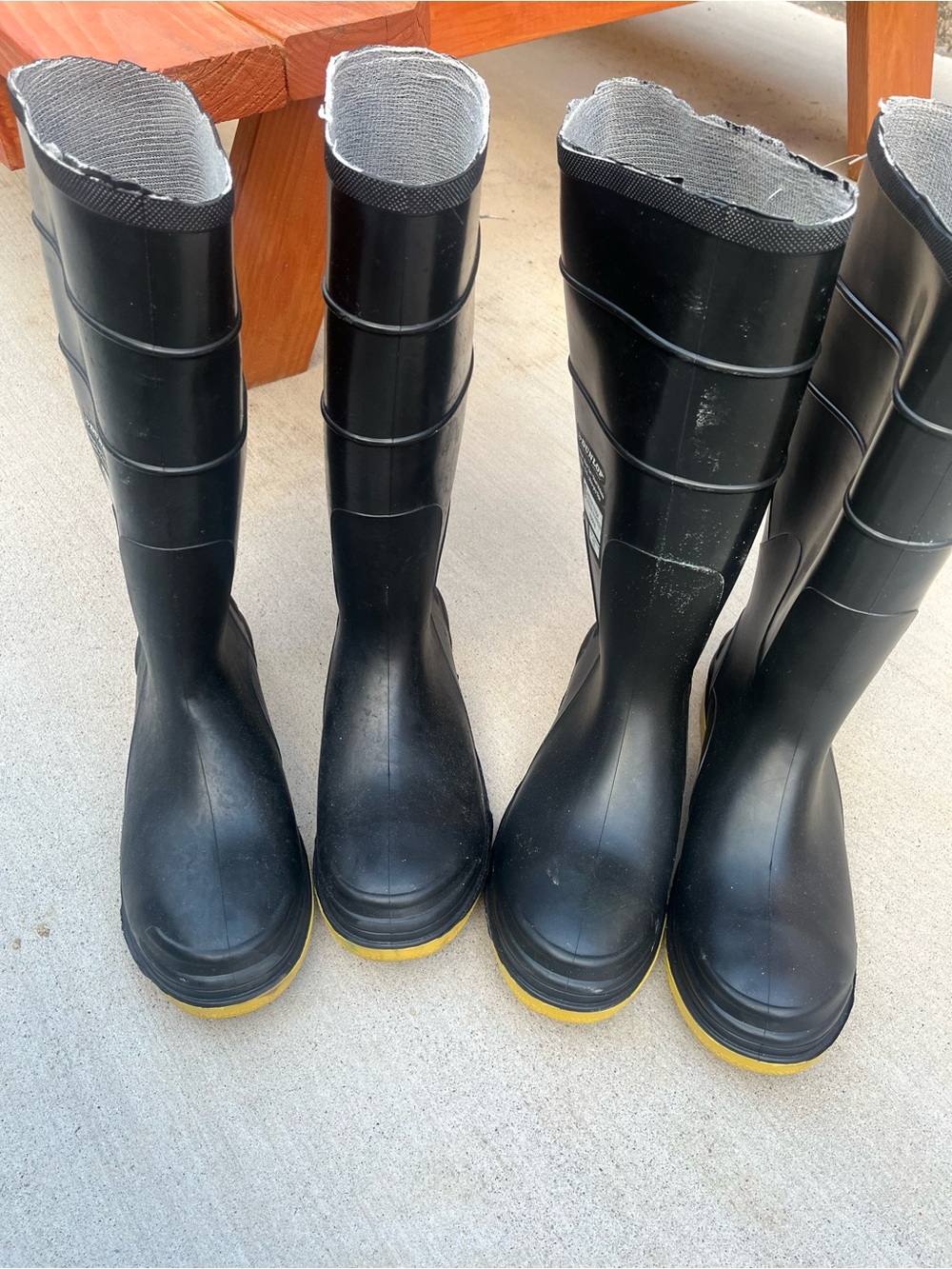 Men's Black Waterproof Rubber Work Boots with Yellow Outsole